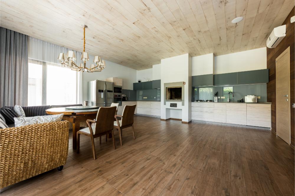Interior View Of Stylish Empty Kitchen And Dining AUPM87W